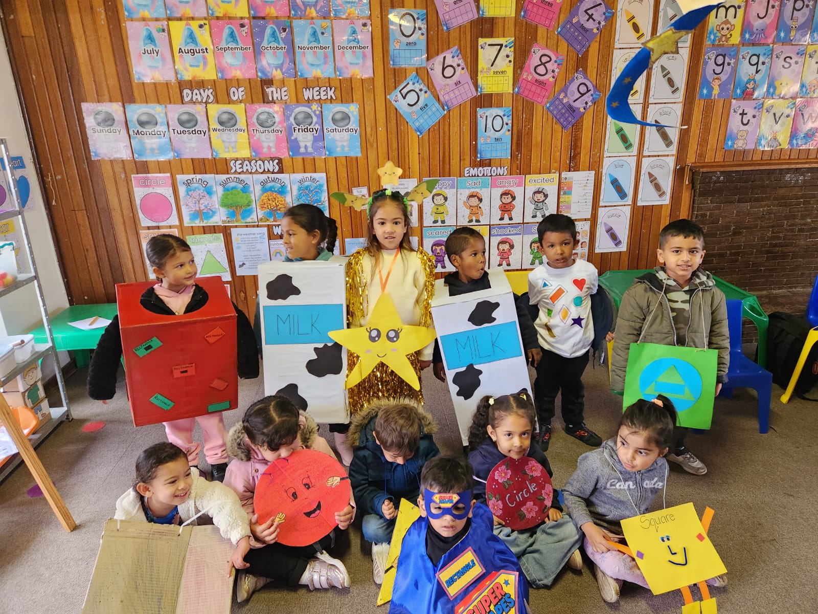 Students expressing happiness and unity